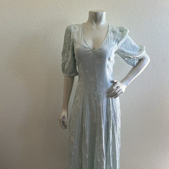 Revolve | Something Navy Mint Etch Flower Dress - Picture 4 of 9